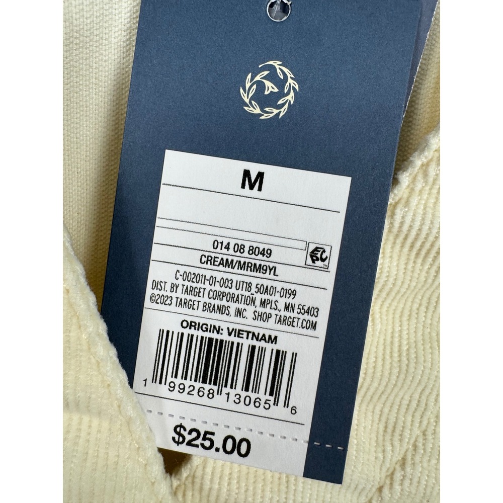 Universal Thread Cream Corduroy Button Front Vest Cream MRM9YL Size M NEW - Picture 5 of 6